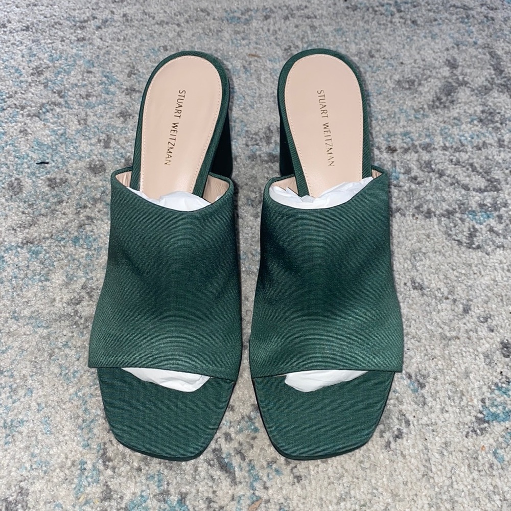 Stuart Weitzman Green Block Heel Sandals (size 7.5 wide)